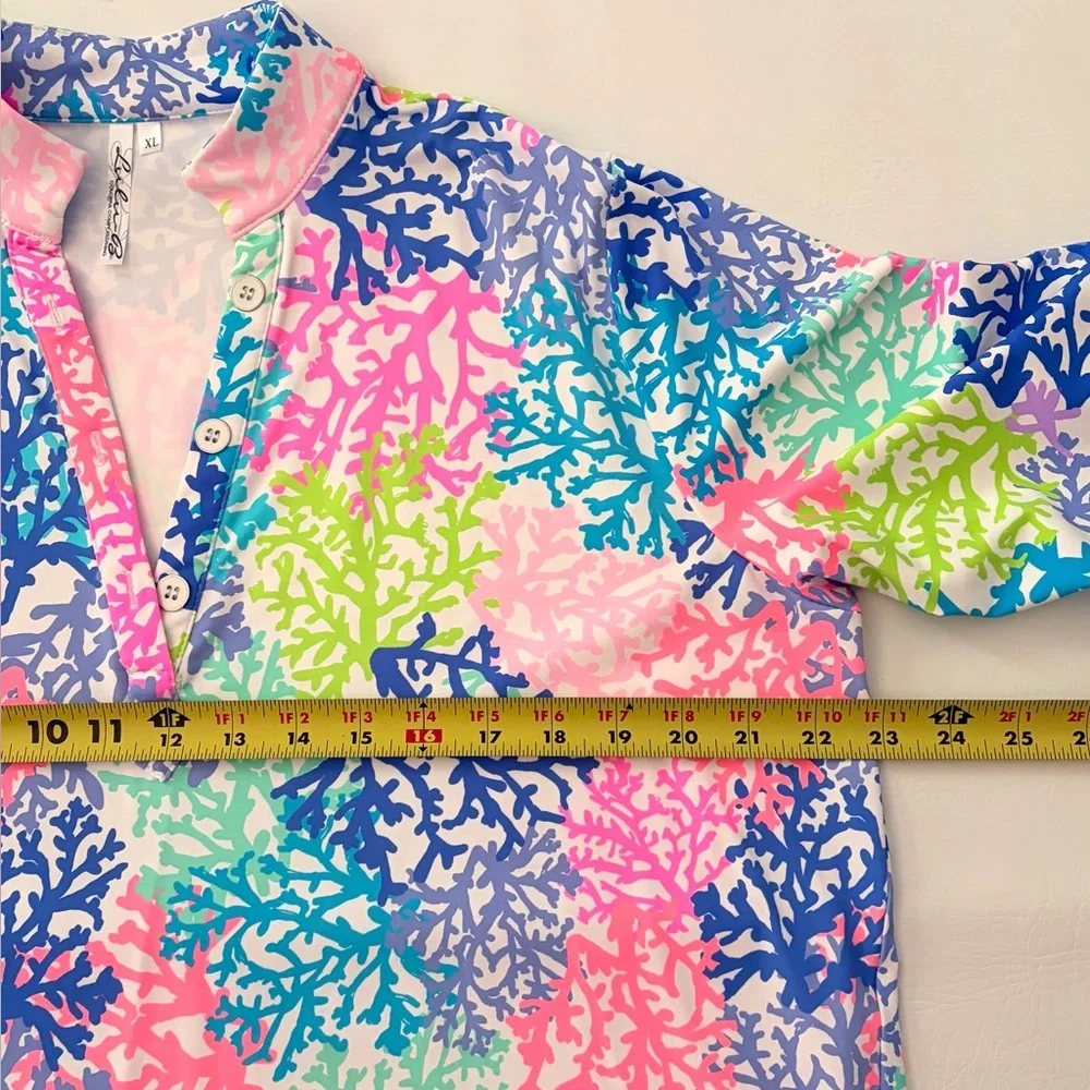 Lulu-B Women’s Top Corals Button Tunic New size XL - Picture 11 of 14